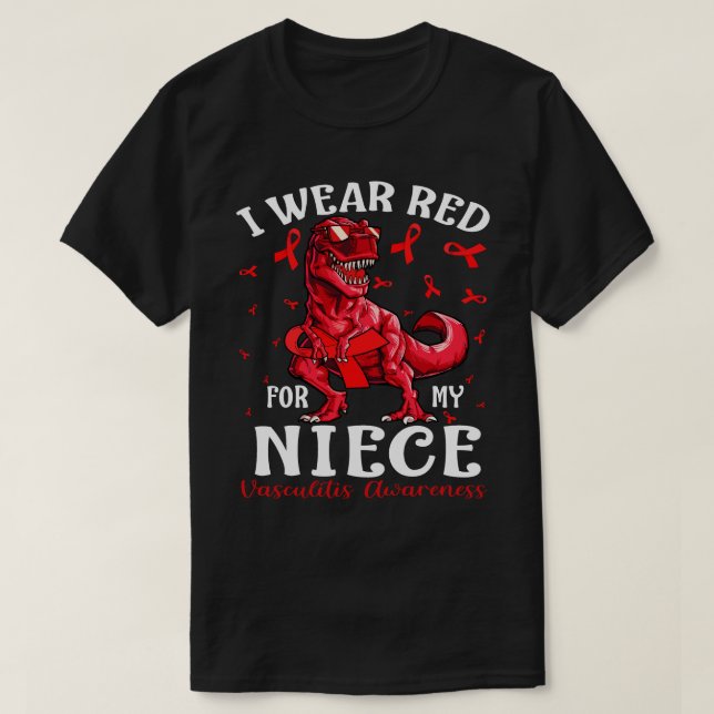 T-shirt Je Porte Du Rouge Pour Mes Dinos De Sensibilisatio (Design devant)
