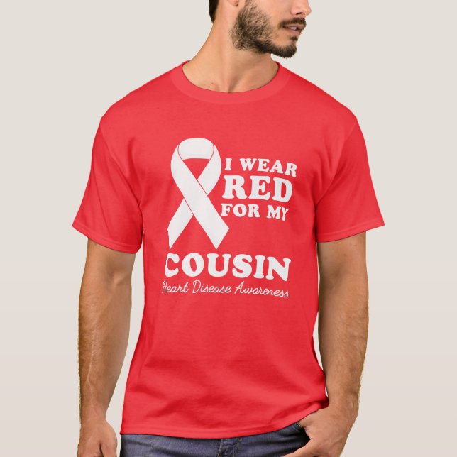 T-shirt Je Porte Du Rouge Pour Mon Cousin Cardiopathie M S (Devant)