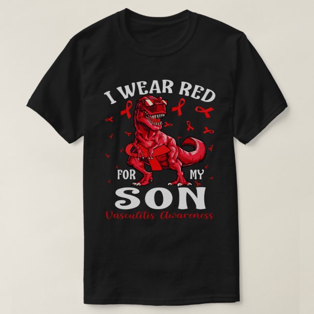 T-shirt Je Porte Du Rouge Pour Mon FILS Vasculitis Sensibi (Design devant)