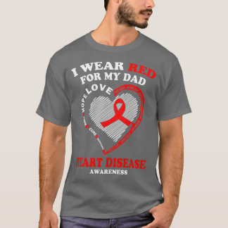 T-shirt Je Porte Du Rouge Pour Mon Père Maladie Cardiaque 