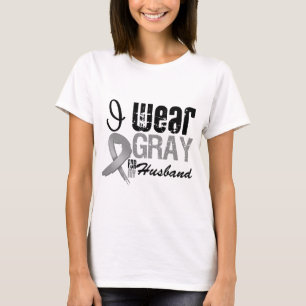 T-shirt Je Porte Du Ruban De Sensibilisation Gris Pour Mon
