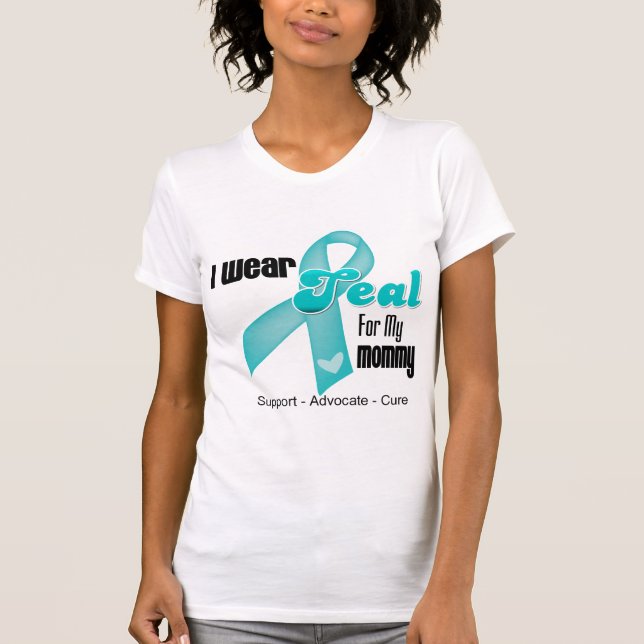 T-shirt Je Porte Du Ruban Turquoise Pour Ma Maman (Devant)