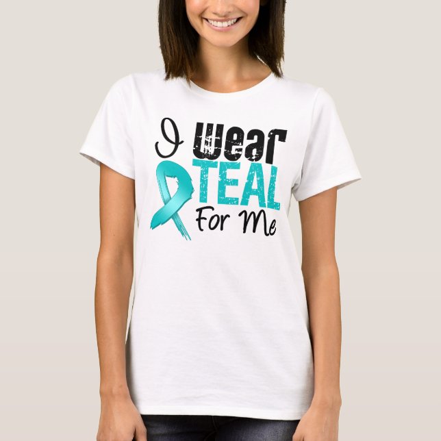 T-shirt Je Porte Du Ruban Turquoise Pour Moi (Devant)