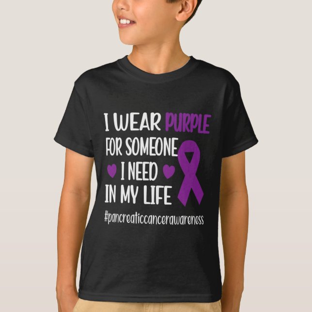 T-shirt Je Porte Du Ruban Violet Pancréatique Cancer Guerr (Devant)