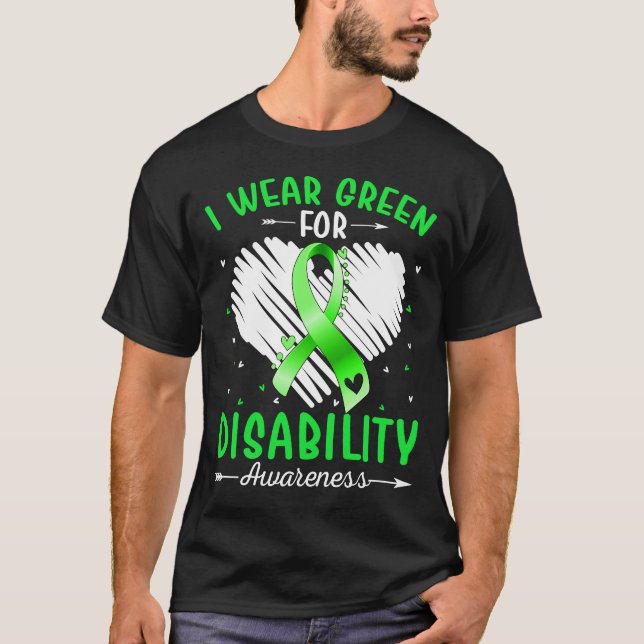 T-shirt Je Porte Du Vert Pour La Sensibilisation Aux Handi (Devant)