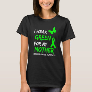 T-shirt Je Porte Du Vert Pour Ma Mère Cérébrale Palsy Ribb