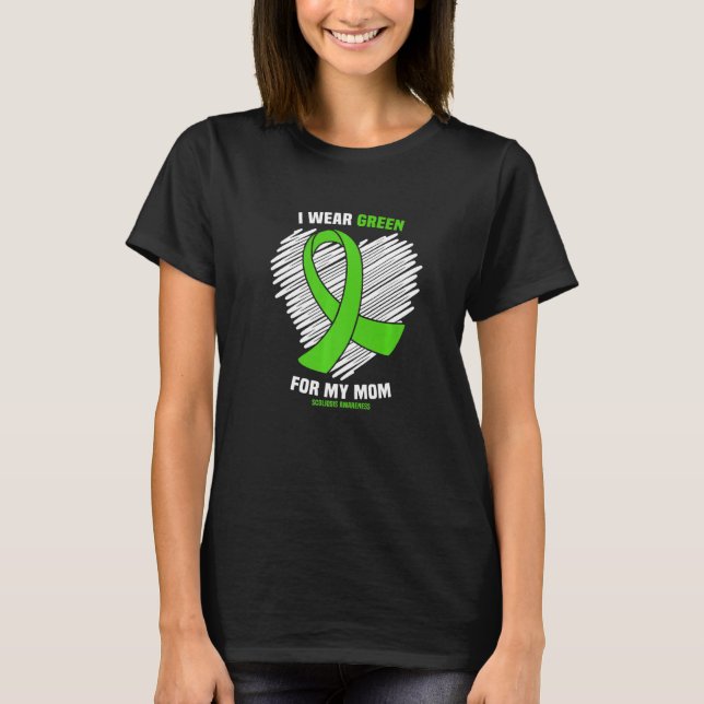 T-shirt Je Porte Du Vert Pour Ma Mère Sensibilisation À La (Devant)