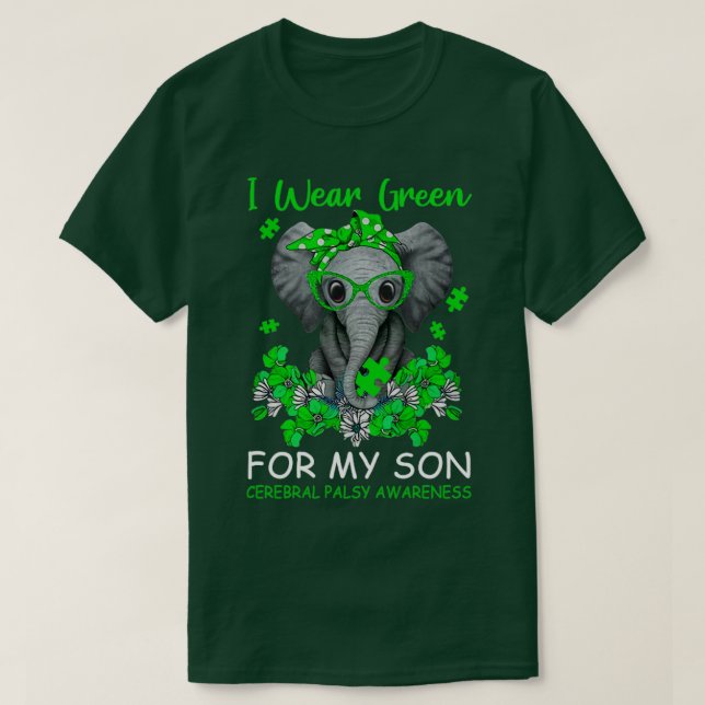 T-shirt Je Porte Du Vert Pour Mon Fils Cérébral Palsy Sens (Design devant)