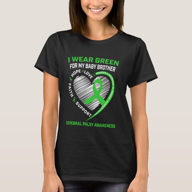 T-shirt Je Porte Du Vert Pour Mon Frère Cérébral Palsy Awa (Devant)