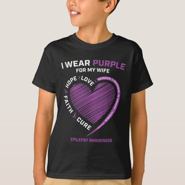 T-shirt Je Porte Du Violet Pour Ma Femme Epilepsie Sensibi (Devant)