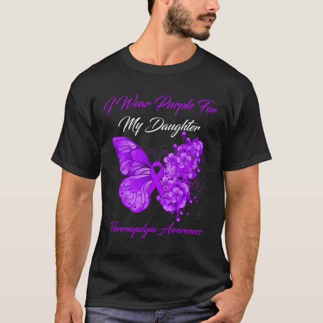 T-shirt Je Porte Du Violet Pour Ma Fille Fibromyalgie Guer (Devant)