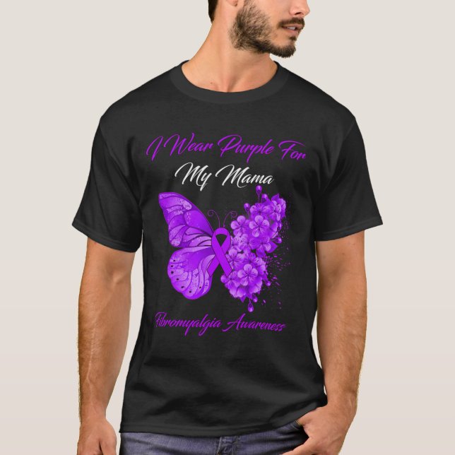 T-shirt Je Porte Du Violet Pour Ma Mama Fibromyalgia Warri (Devant)