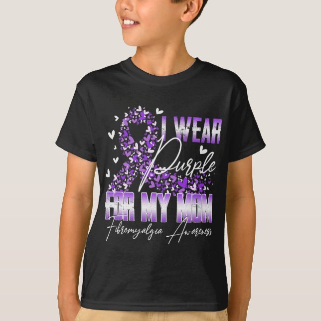 T-shirt Je Porte Du Violet Pour Ma Maman Fibromyalgie Sens (Devant)