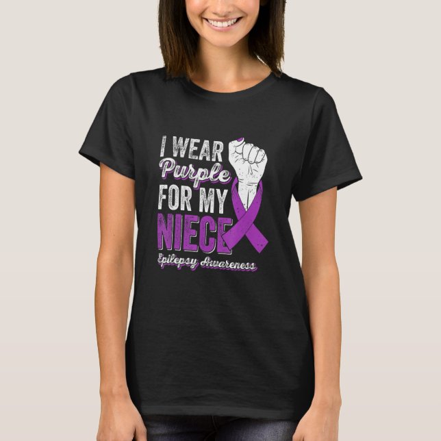 T-shirt Je Porte Du Violet Pour Ma Nièce Ribbon Epilepsy (Devant)