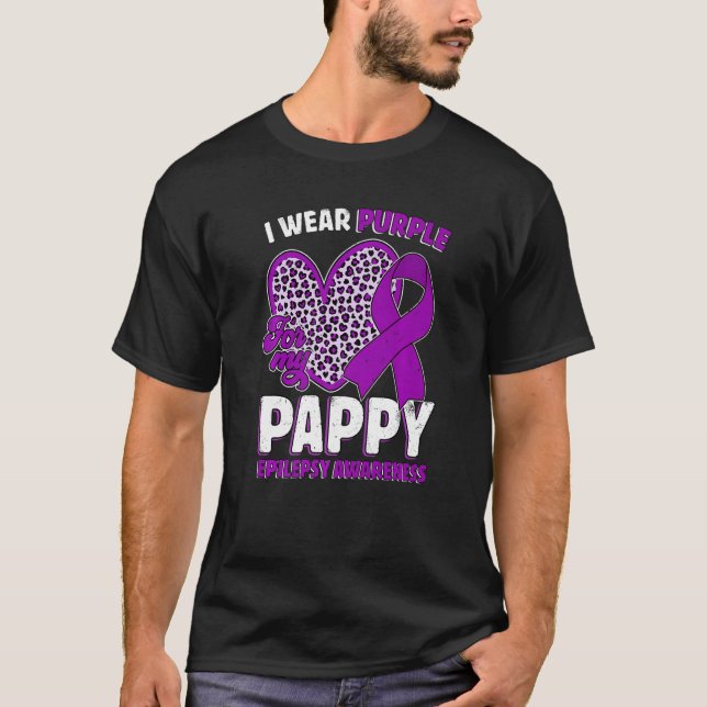 T-shirt Je Porte Du Violet Pour Ma Pappy Epilepsy Awarenes (Devant)