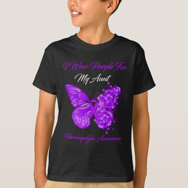 T-shirt Je Porte Du Violet Pour Ma Tante Fibromyalgie Sens (Devant)