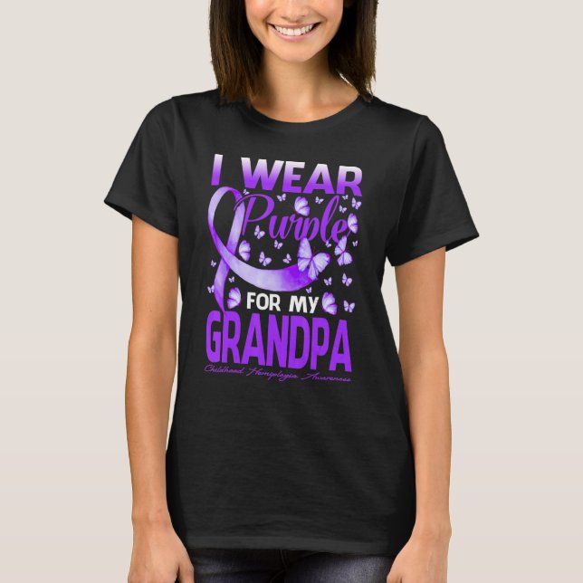 T-shirt Je Porte Du Violet Pour Mon Grand-Père Hemiplegia  (Devant)