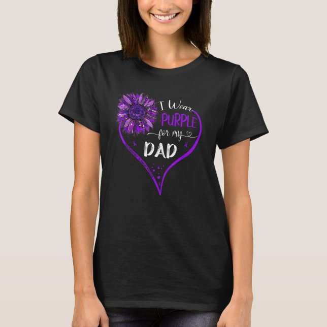 T-shirt Je Porte Du Violet Pour Mon Père Alzheimer Sensif  (Devant)