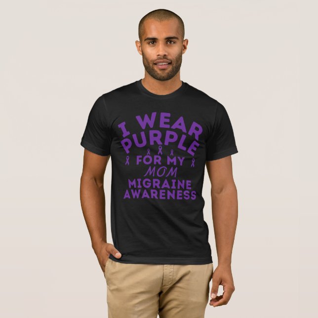 T-shirt Je Porte Du Violet Pour Mon Père Migraine Sensibil (Devant entier)