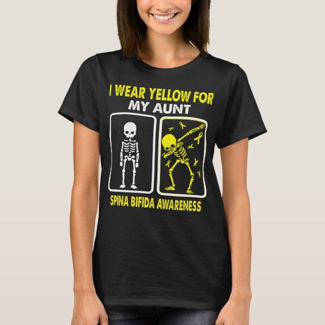 T-shirt Je Porte Jaune Pour Ma Tante SPINA BIFIDA SENSIBIL (Devant)