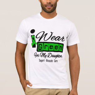 T-shirt Je porte la fille verte de ruban (rétro) -