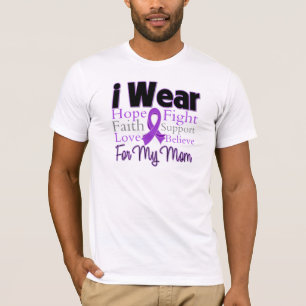 T-shirt Je porte la maman pourpre de collage - Cancer