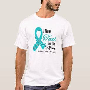 T-shirt Je porte la maman turquoise de Cancer ovarien de