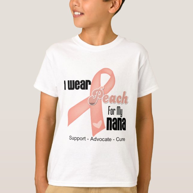 T-shirt Je Porte La Pêche Pour Ma Nana - Cancer De L'Utéri (Devant)