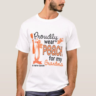 T-shirt Je porte la pêche pour mon Cancer utérin de la