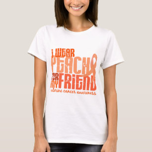 T-shirt Je porte la pêche pour mon Cancer utérin de l'am