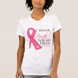T-shirt Je porte la soeur jumelle rose - cancer du sein