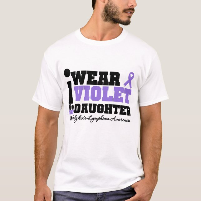 T-shirt Je porte la violette pour mon lymphome de Hodgkins (Devant)