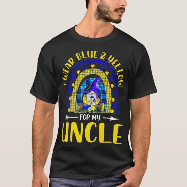 T-shirt Je Porte Le Bleu Jaune Pour Le Syndrome De L'Oncle (Devant)