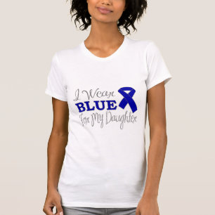 T-shirt Je porte le bleu pour ma fille (le ruban bleu)