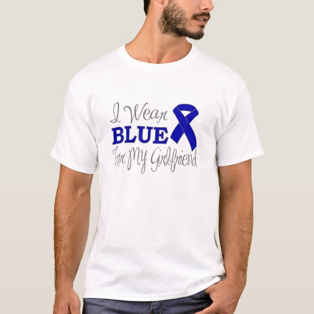 T-shirt Je porte le bleu pour mon amie (le ruban bleu) (Devant)