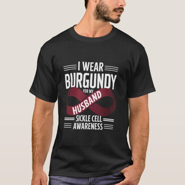 T-shirt Je porte le bordeaux pour mon mari Sensibilisation (Devant)