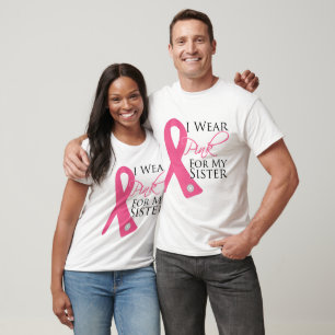 T-shirt Je porte le cancer du sein rose de soeur