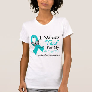 T-shirt Je porte le Cancer ovarien de fille turquoise de