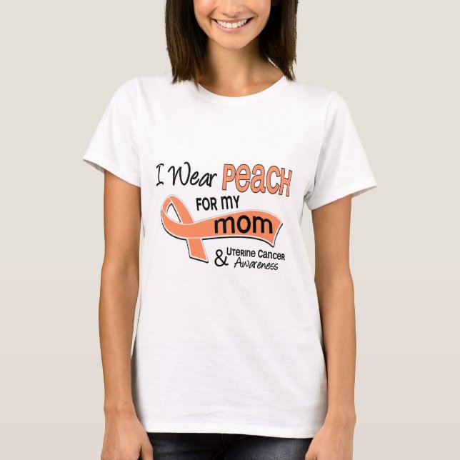 T-shirt Je porte le Cancer utérin de maman de la pêche 42 (Devant)