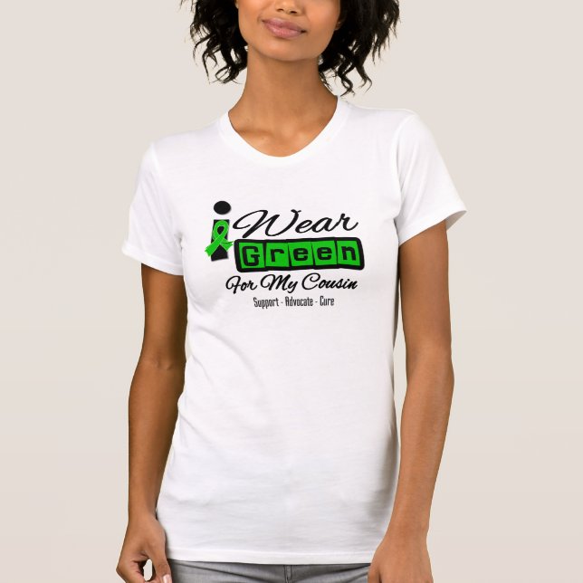 T-shirt Je porte le cousin vert de ruban (rétro) - (Devant)