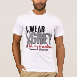 T-shirt Je porte le gris pour mon diabète du petit-fils 1