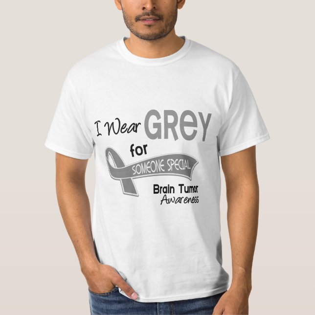 T-shirt Je porte le gris pour quelqu'un la tumeur (Devant)