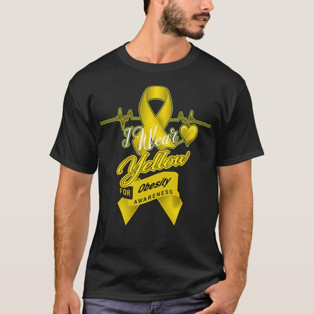 T-shirt Je porte le jaune pour la sensibilisation à l'obés (Devant)