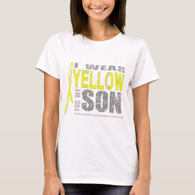 T-shirt Je porte le jaune pour mon fils (Devant)