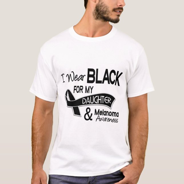 T-shirt Je porte le noir pour mon mélanome de la fille 42 (Devant)