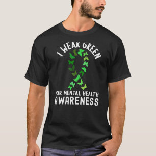 T-shirt Je Porte Le Papillon Vert Pour La Sensibilisation 