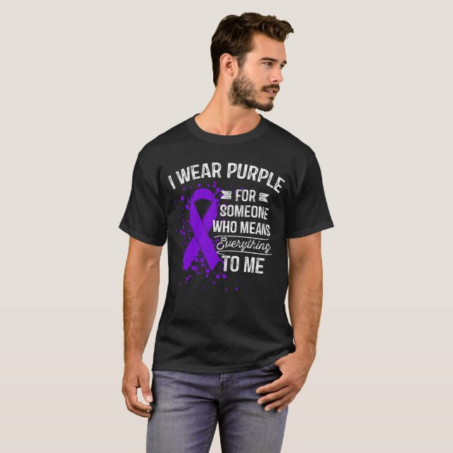 T-shirt Je porte le pourpre - cadeau pourpre de ruban de (Devant entier)