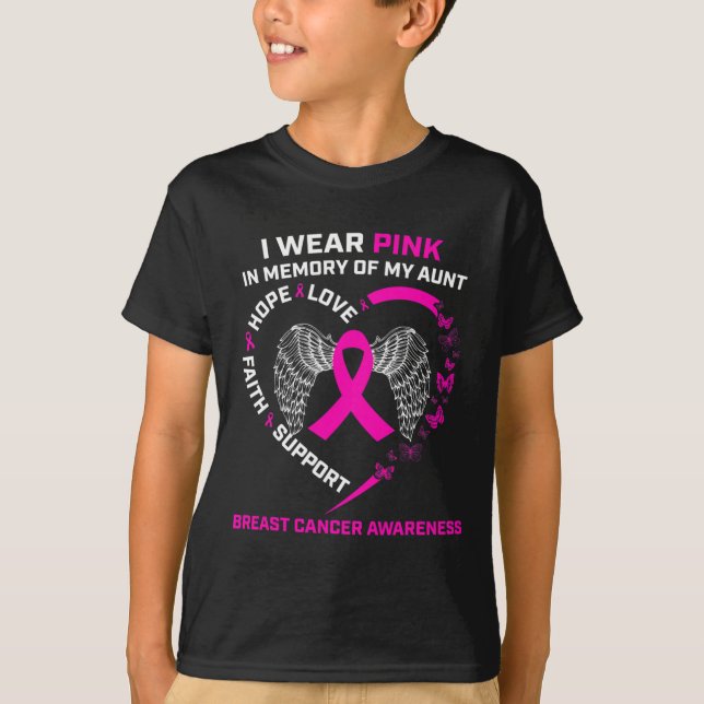 T-shirt Je Porte Le Rose En Mémoire De Ma Tante Cancer Du  (Devant)