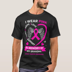 T-shirt Je Porte Le Rose En Mémoire De Mon Grand-Mère Canc