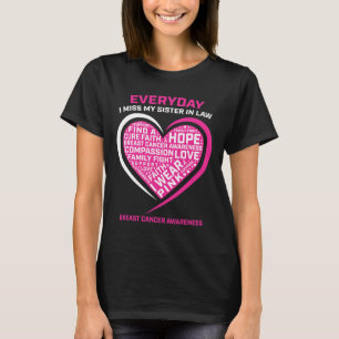 T-shirt Je Porte Le Rose En Mémoire Soeur En Droit Cancer